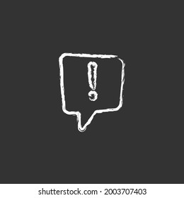 Speech bubble with exclamation mark vector chalk icon