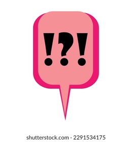 Speech bubble with exclamation and question marks on white backg