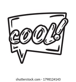 speech bubble with expresion cool word pop art line style vector illustration design