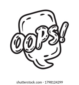 speech bubble with expresion oops word pop art line style vector illustration design