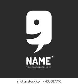 Speech bubble and face. Vector logo design. Business concept icon.