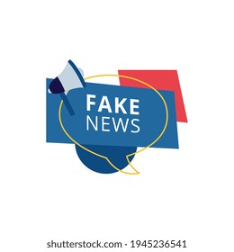 Burbuja de voz con noticias falsas e información falsa como ilustración vectorial