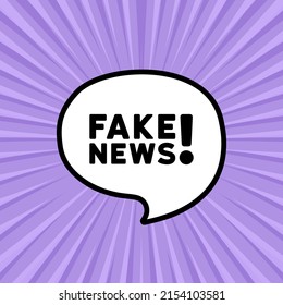 Speech bubble with fake news text. Boom retro comic style. Pop art style. Vector line icon for Business and Advertising