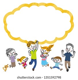 Speech bubble with family.