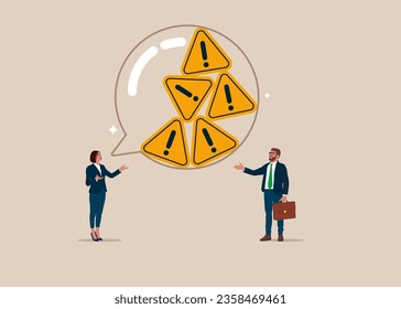 Speech bubble filled with exclamation point. More problems. Modern vector illustration in flat style. 