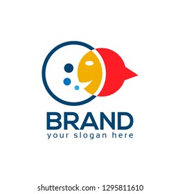 Speech bubble and fish stock logo template. Vector illustration concept for communication industry