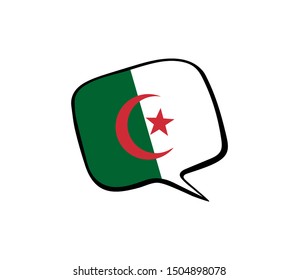 Speech bubble with the flag of Algeria on the white background. Vector illustration