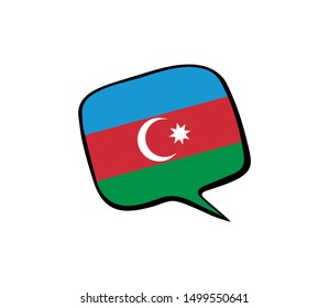 Speech bubble with the flag of Azerbaijan on the white background. Vector illustration