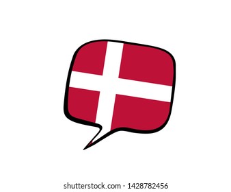 Speech bubble with the flag of Denmark on the white background. Vector illustration