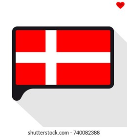 Speech Bubble Fahne von Dänemark. Das Symbol des Unabhängigkeitstages, ein Andenken, eine Knopfsprache, ein Symbol.