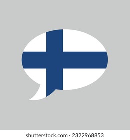 speech bubble with flag of Finland, Finnish language concept, vector design element, suomi