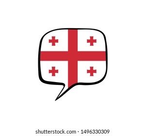 Speech bubble with the flag of Georgia on the white background. Vector illustration