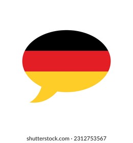 speech bubble with flag of Germany, German language concept, vector design element, Deutsch