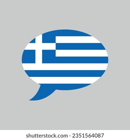 Sprachblase mit der Flagge Griechenlands, griechisches Sprachkonzept, Vektordesign-Element