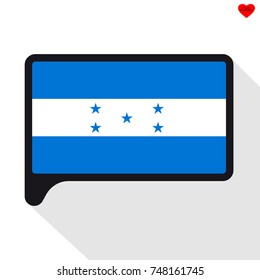 Bandera de la burbuja del discurso de Honduras. El símbolo del Día de la Independencia, un recuerdo, un lenguaje de botón, un icono.