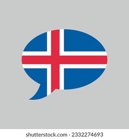 burbuja de habla con bandera de Islandia, concepto de lengua islandesa, elemento de diseño vectorial, islenska