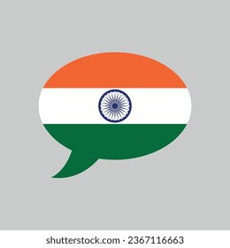 speech bubble with flag of India, indian language concept, vector design element, hindi