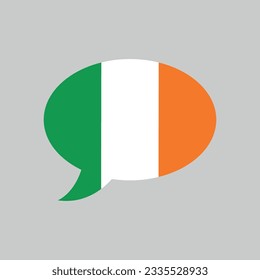 Sprachblase unter der Flagge Irlands, irisches Sprachkonzept, Vektordesign-Element, Erse oder Gälisch, Irish Gaeilge