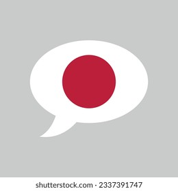 burbuja de habla con bandera de Japón, concepto de idioma japonés, elemento de diseño vectorial, nihongo