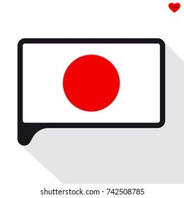 Speech Bubble flag of Japan. The symbol of Independence Day, a souvenir, a button language, an icon.
