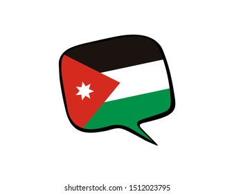 Speech bubble with the flag of Jordan on the white background. Vector illustration