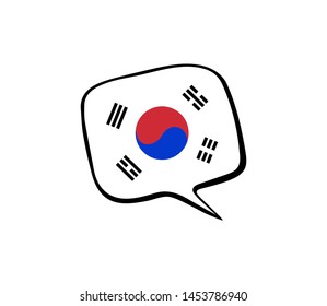 Speech bubble with the flag of Korea on the white background. Vector illustration