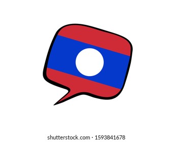 Speech bubble with the flag of Laos on the white background. Vector illustration