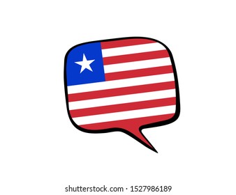 Speech bubble with the flag of Liberia on the white background. Vector illustration