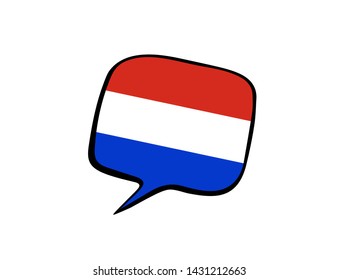Speech bubble with the flag of The Netherlands  on the white background. Vector illustration