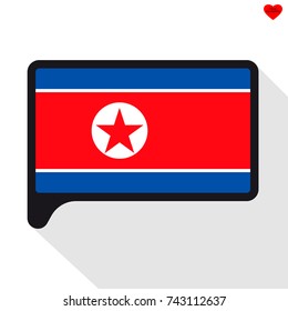 Speech Bubble flag of North Korea. The symbol of Independence Day, a souvenir, a button language, an icon.