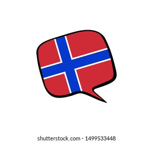 Speech bubble with the flag of Norway on the white background. Vector illustration