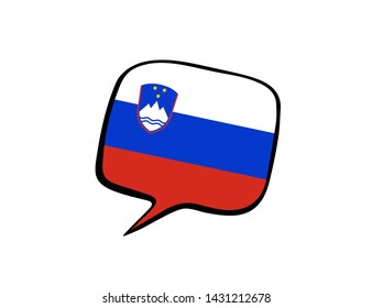 Speech bubble with the flag of Slovenia on the white background. Vector illustration