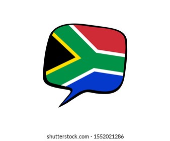 Speech bubble with the flag of South Africa on the white background. Vector illustration