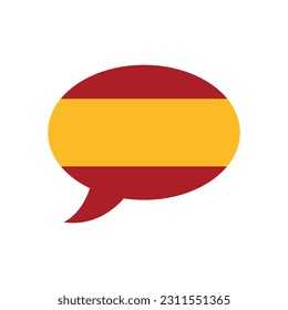 speech bubble with flag of Spain, spanish language concept, vector design element