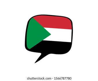 Speech bubble with the flag of Sudan on the white background. Vector illustration