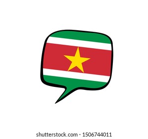Speech bubble with the flag of Suriname on the white background. Vector illustration