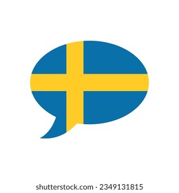 speech bubble with flag of Sweden, Swedish language concept, vector design element, svenska
