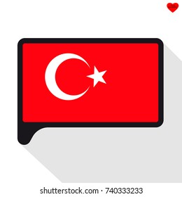 Speech Bubble flag of Turkey. The symbol of Independence Day, a souvenir, a button language, an icon.