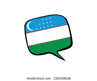 Speech bubble with the flag of Uzbekistan on the white background. Vector illustration