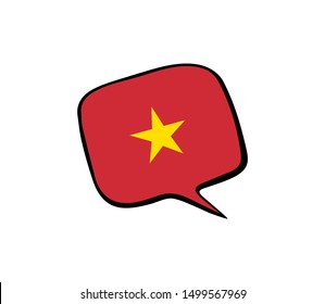 Speech bubble with the flag of Vietnam on the white background. Vector illustration