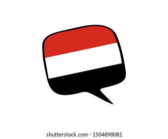 Speech bubble with the flag of Yemen on the white background. Vector illustration
