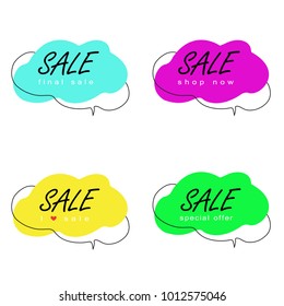 Speech bubble flat design isolated on white background.For web site,banner design, sticker template,badge.Useful for placard,cards and poster.Collection of creative banner, modern concept