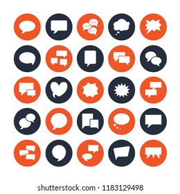 Speech bubble speech flat glyph icons. Chat, comment, idea illustrations. Signs for communication concept. Solid silhouette.