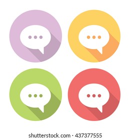 Speech Bubble Flat Style Design Chat Icons Set