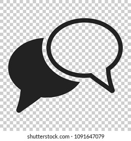 Speech bubble flat vector icon. Discussion dialog logo illustration. Business pictogram concept. Business simple flat pictogram on isolated transparent background.