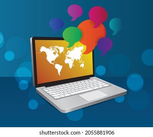 Speech bubble floating on laptop