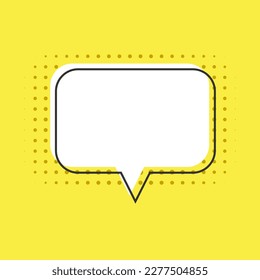 Speech bubble in the form of a rectangle with rounded corners isolated on a yellow background. Blank message box template. Vector illustration.