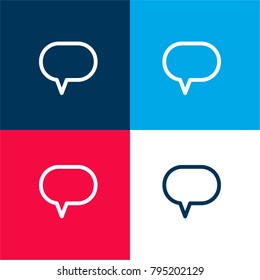 Speech bubble four color material and minimal icon logo set in red and blue