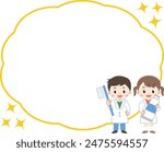 Speech bubble frame illustration of kids with toothbrushes