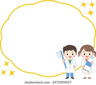 Speech bubble frame illustration of kids with toothbrushes